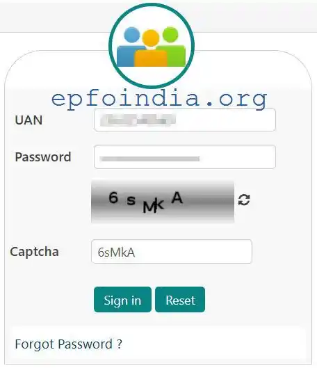 Login for EPF Passbook Download